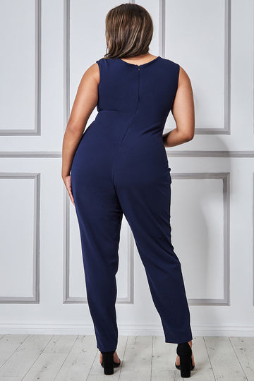 Plus Bardot Scuba Jumpsuit Goddiva